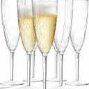 BELLAFORTE 12 PCS Plastic Champagne Flutes, 6 oz Clear Disposable Champagne Glasses, Elegant Party Disposable Champagne Flutes for Weddings, New Year’s Eve, Celebrations, Events & Home Use