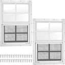 2 Pack Shed Windows 12x18, Flush Mount Sliding Windows with Tempered Glass & Fiberglass Screen, Small Window with 41 Screws for Chicken Coop, Playhouse, Basement, Bathroom, Garage, Barns (White)