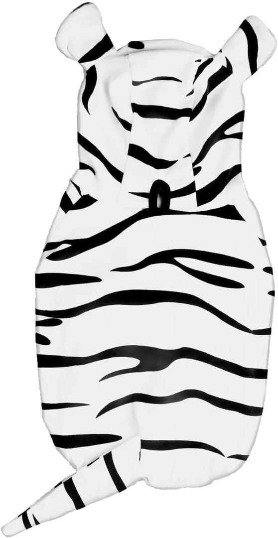 DELIFUR Dog White Tiger Costume - Dog Funny Hooded Halloween Cosplay Cute Costume for Small Medium Dogs Pet Special Events Photo Props Accessories (White, Large)