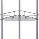 3 Tier Floor Standing Corner Shower Caddy Organizer Shelf with Hooks, Bathroom Shelves Stand Rack, Dark Gray