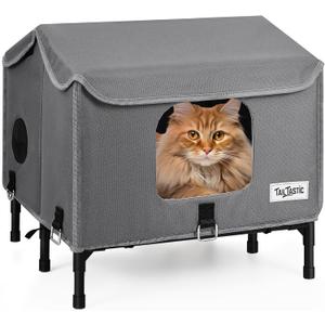 Outdoor Cat House Weatherproof for Spring Summer, Portable Cat Shelter for Stray Cats, No Installation Foldable Cat Tent Enclosure, Ventilated Pet House for Outside Camping Patio GardenUnheated