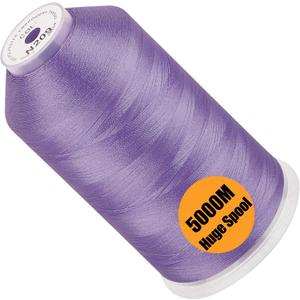 New brothread - Single Huge Spool 5000M Each Polyester Embroidery Machine Thread 40WT for Commercial and Domestic Machines - Pale Violet (Janome Color)