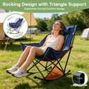 Suteck Oversized Rocking Camping Chair, Thick Padded Folding Rocking Chair for Adults, Outdoor Freestyle Rocker Chair with Cup Holder & Storage Pockets for Patio Lawn Camping