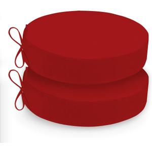 Outdoor Bistro Chair Cushions Set of 2, 3-Layer Waterproof Round Outdoor Seat Cushions with Removable Covers for Patio Furniture, 15" D x 3" H, Red
