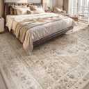 AMOAMI-Area Rug 8FT X 10FT Rugs for Living Room-Vintage Soft Beige Rugs for Bedroom-Non Slip Carpet-Washable Rug for Dining Room Living Room Bedroom Office Under Table