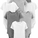 Simple Joys by Carter's Unisex-Baby 8-Pack Short-Sleeve Bodysuit (White/Light Grey Heather/Medium Grey Heather)