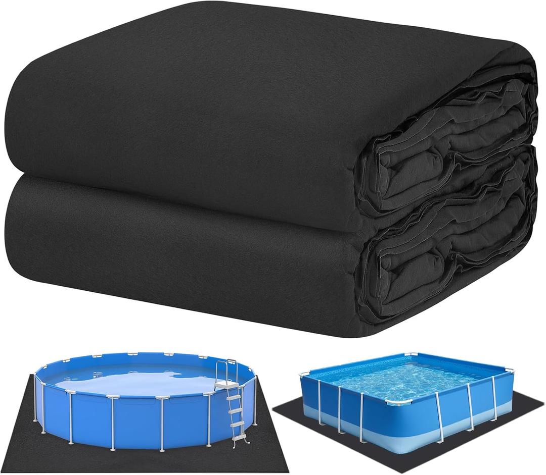 Tingjoo 24 ft x 24 ft Pool Liner Pad Square Above Ground Swimming Pool Felt Fabric Mat Cloth for Puncture Resistant Weed Barrier Comfortable Underfoot