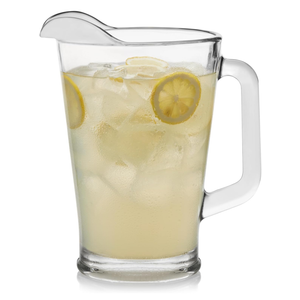 Libbey Large Glass Pitcher - 60 Oz, Clear, Tall, Glass Pitcher with Handle - Traditional Lemonade Jar for Beer , Rum, Punch,Water and More