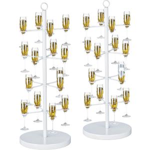 Champagne Tree Stand,Champagne Tower,4 Tier Metal Cocktail Tree Stand,Cocktail Tree Stand,Champagne Stand for Weddings, Bridal Shower, Parties & Events,2 Pack,White