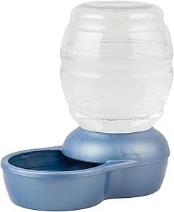 Petmate Replendish Gravity Waterer with Microban for Cats and Dogs, 0.5 Gallon,Blue, Made in USA 