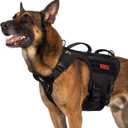 OneTigris Tactical Large Dog Harness, 5X Metal Buckled No Pull Service Dog Harness Vest with Hook & Loop Panels, Military Heavy Duty Dog Vest for Walking Hiking Training (Black)