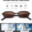 NULOOQ Retro Rectangular Sunglasses for Women, 90s Trendy Small Narrow Square Frame Sun Glasses (A1* (Black Frame/Brown Lens + Black Frame/Gray Lens) - 2 Pack)