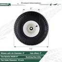 15x6.00-6 Tubeless Lawn Mower Tire and Wheel for Lawn Mower Tractors with 3" offset hub and 3/4" precision bearings 4 Ply Tubeless,570lbs Capacity