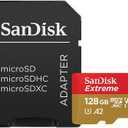 SanDisk 128GB Extreme microSDXC UHS-I Memory Card with Adapter - Up to 160MB/s, C10, U3, V30, 4K, A2, Micro SD - SDSQXA1-128G-GN6MA