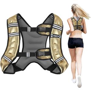 Weighted Vest, 6lb/8lb/12lb/16lb/20lb/25lb/30lb Weight Vest with Reflective Stripe, Weighted Vest for Men Women Workout Equipment for Strength Training, Running, Jogging, Fitness, Weight Loss (PU-Gold)