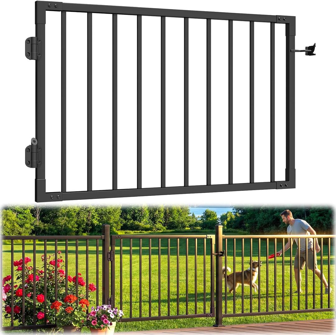 W.4ft x H.36in Aluminum Deck Gate Kit Outdoor, DIY Cuttable, Black | Welded Anti Sag Frame, Self Closing Hinges & Latch, AAMA 2604 Weather-Resistant Finish for Patio, Garden, Stairs