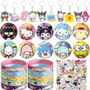 Kitty Birthday Party Supplies,Party Favors Include 10 Silicone Wristbands,10 Button Pins,10 Key Chains and 50 Stickers