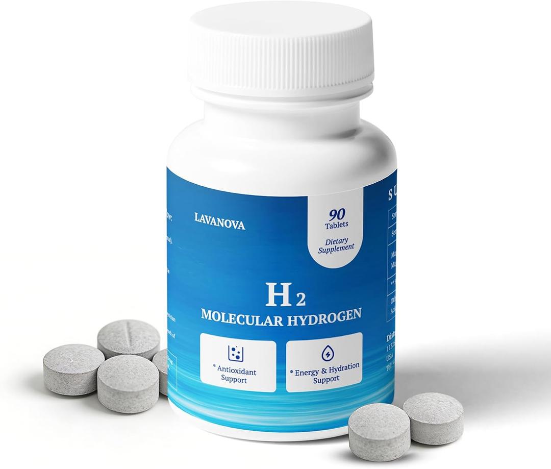 Hydrogen Water Tablets with Magnesium, H2 Molecular Hydrogen Tablets for Drinking Water, Fast Dissolving, Energy Metabolism, Cognitive & Antioxidant Support, 90 Tablets