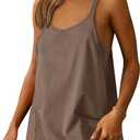 ANRABESS Women Athletic Dress Summer Tennis Workout Active Sports Mini Romper Dress Built in Shorts Travel Vacation Clothes (X-Large, Coffee)