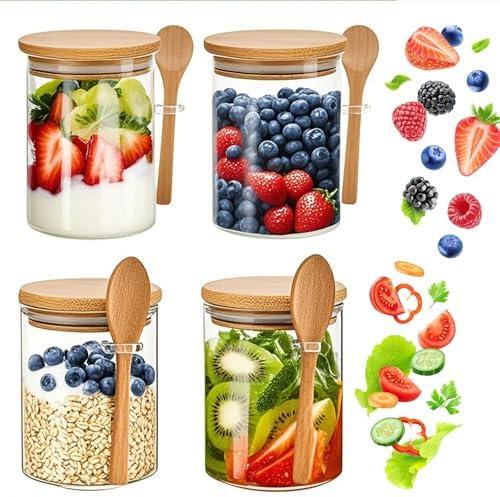 NEPIVEL 3-Pack 18.5oz Airtight Glass Meal Prep Containers with Lids – Overnight Oats Jars for Coffee, Nuts, Candy, Chia Seed Sugar & Pudding | Leakproof Borosilicate Glass Food Storage Jars