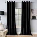 MIULEE Black Velvet Curtains 84 Inches Long Halloween Room Darkening Blackout Curtains with Grommet Top for Bedroom/Living Room Light Blocking Thermal Insulating Soundproof Set of 2