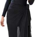 IDOPIP Muslim Burkini Swimsuit for Women's One Piece Swimsuit with Beach Skirt+Cover up Sarong+Pants 4PCS Bathing Suit (X-Large, Black)