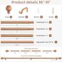 Wood Curtain Rods for Windows 48 to 84 Inch, 1 Inch Boho Decorative Vintage Drapery Rod with Faux Wooden Grain Finials, Adjustable Heavy Duty Rustic Farmhouse Spliced Metal Curtain Pole