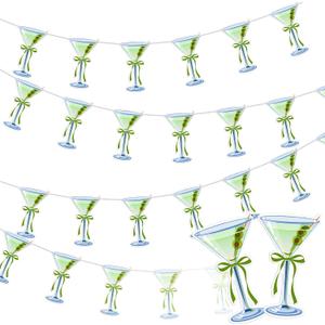 4 Pcs Dirty Martini Party Banner Bar Themed Bachelorette Party Decorations Hanging Sign for Espresso Martini Birthday a Tini Bit Older Decorations (Green)