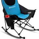 KINGROCK Oversized Rocking Camping Chair with Headrest and Carry Bag, 260LBS Capacity Folding Portable Camp Chairs for Adults, Recliner for Outdoor, Beach, Fishing, Travel, Sports Games, Blue, 35.4"D x 22.4"W x 37.8"H