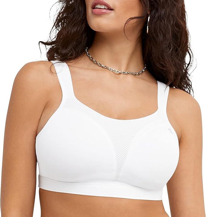 Champion Full Support Sports Bra, Size 34DD, White Double Dry