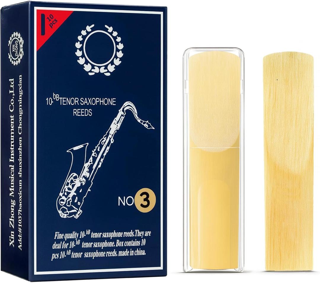 Tenor Saxophone Reeds | Strength 3.0 | Box of 10 | Premium Cane Reeds for Consistent Tone & Reliable Response (natural)