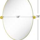 Pivot Oval Mirror 18x28 Inch Gold Metal Tilting Wall Mirrors for Bathroom Vanity Living Room | Adjustable Frame & Shatter-Resistant Glass