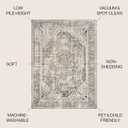 JONATHAN Y Machine Washable Green/Cream Indoor Area Rug 4X6 ft, Keesha Bold Distressed Medallion Low-Pile for Living Room, Bedroom, Kitchen, Office, Easy-Cleaning, Pet-Friendly Non-Shedding WSH316C-4