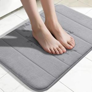 Yimobra Memory Foam Bath Mat, Super Soft Absorbent Bathroom Rug Non Slip 31.5x20 Inch, Quick Dry, Machine Washable Floor Carpet for Tub Shower, Home Decor Accessories, Gray