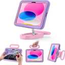 Kids Case for iPad (A16) 11th/10th Gen 10.9'' 2025/2022,Adjustable Portrait/Landscape Stand/Drop Proof with Handle,Child Friendly Case for iPad Air 11 (M4/M3/M2) 2026/2025/2024 (PurplePink)