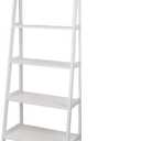 Casual Home 100% Solid Wood 5-Shelf Ladder Bookcase, 24.75"W x 16"D x 72"H, White, 5-Tier Freestanding Ladder Shelf