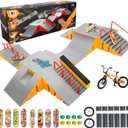RNGODO Finger Skateboard Park Kits,14in1 Bigger Finger Skateboard Ramp Set with 14 Ramps,8 Fingerboards,1 Finger Bike, Skate Park Kit, Fingerboard Skatepark Half Pipe Toys Gifts for Ages 3+