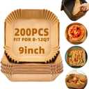 9inch 200Pcs Air Fryer Liners Disposable,Non-Stick Food Grade Air Fryer Parchment Paper Liner,Oil Resistant, Waterproof Parchment Paper Sheets for 8-12 QT Air Fryer