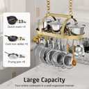 KES Gold 34 Inch Hanging Pot Rack, 100 LBS Capacity Heavy Duty Oval Pot and Pan Hanging Rack Ceiling Mount, Pot Pan Hangers Organizer for Kitchen Island with 20 Hooks (For 16" and 24" Joist)