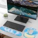 2 x Keyboard Wrist Rest and Mouse Pad with Wrist Support, Memory Foam Wrist Rests for Keyboard and Mouse Set, Ergonomic Wrist Pad with Non-Slip Base for Gaming, Office, Laptop(Blue Gradient)