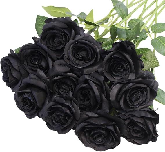 Artificial Roses Bulk Black Silk Rose with Stem