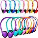 Kids Headphones Bulk for Classroom School 12 Pack,Class Set Headsets for Students School Classroom Boys Girls Children Teens Adults 3.5mm Jack Multi Colored
