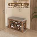 Solid Wood Shoe Bench with Storage, Flip-Top Soft-Close Lid, Adjustable Shelves, Cushioned Entryway Shoe Rack Organizer, 31.5