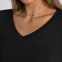 Trendy Queen Long Sleeve Shirts for Women 2026 Fall Fashion V Neck Basics Crop Tops Slim Fitted Y2K Tops Outfits Clothes (Black, S)