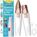 Eyebrow Trimmer, Facial Hair Removal for Women, 2 in 1 Rechargeable Eyebrow Razor & Painless Hair Remover Kit, Hair Removal Device for Eyebrows, Peach Fuzz, Lips, Arms, Legs with Light (Rose Gold
