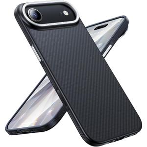 Maledan for iPhone Air Case Carbon Fiber - Slim iPhone 17 Air Case with Caseless Feel [Fit for MagSafe][Real 600D Aramid Fiber] Shockproof Magnetic Thin & Light Cases iPhone 17Air Anti-Scratch Cover (Black/Grey (Twill))