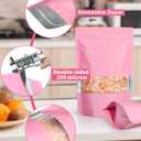 FireKylin 100 Pack Smell Proof Bags 4.7" x 7.9", Resealable Bags with Matte Window, Foil Pouch Stand Up Sealable Bags for PackagingPink