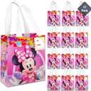 Minnie Mouse Party Favor Bag Set  12 Pack of 8" Minnie Mouse Party Goodie Bags for Kids Bulk Reusable Mini Totes | Disney Birthday Party Supplies
