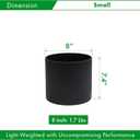 D'vine Dev 8 Inch Plastic Planter Pots for Plant Pot with Drainage Hole and Seamless Saucers, Black Color, 74-X-B-1