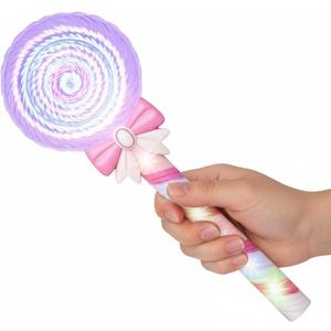 ArtCreativity Light Up Spinning Lollipop Fairy Wand, 12 Inch LED Princess Light Wand for Kids with Batteries Included, Great Gift Idea for Boys and Girls, Fun Pretend Play Prop, Carnival Prize (Medium)